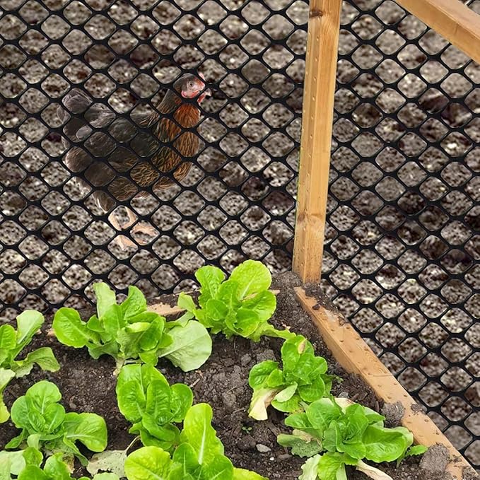 vensovo Black Plastic Wire Mesh 16IN x 33FT Roll - Chicken Wire Fencing for Poultry, Gardening Barrier, Balcony Guard for Cats and Dogs, Floral Craft Mesh with 60 Zip Ties