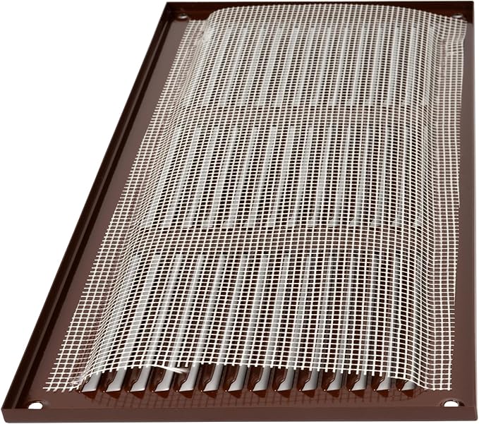 Repa Market 12x6 Inch Air Vent Cover/Brown Galvanized Steel Louvered Grill Cover with Mesh Screen/Wall or Ceiling Vent/Durable Flush Mount HVAC Register for Indoor and Outdoor Ventilation