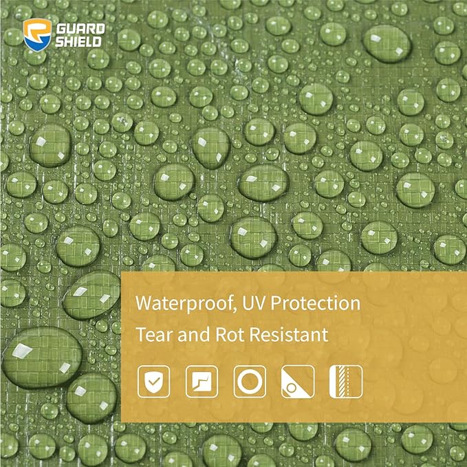 GUARD SHIELD Tarps Heavy Duty Waterproof 10x20 Feet Green Poly Tarp Cover Outdoor Thick UV Resistant Tarpaulin with Grommets 10mil (2-Pack)