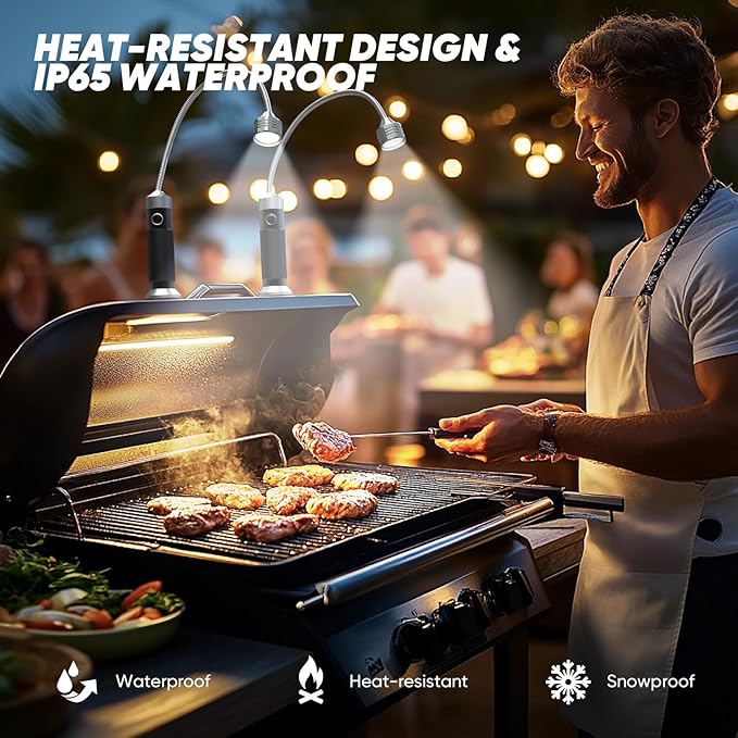 Valentines Day Gifts for Him: Grill Master Gifts for Men Husband - Grill Lights for Outdoor Grill with Magnetic Base - Smoker Grilling Accessories - Mens Gifts for Valentines Day 2 Pack