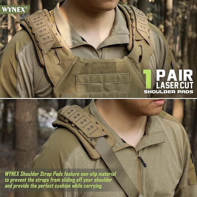 WYNEX Shoulder Strap Pad for Vest Carrier, 2 Pack Tactical Plate Shoulder Pads Strap Cushion Vest Accessories Shoulder Pads Soft Mesh Pads with Tactical Gear for Men