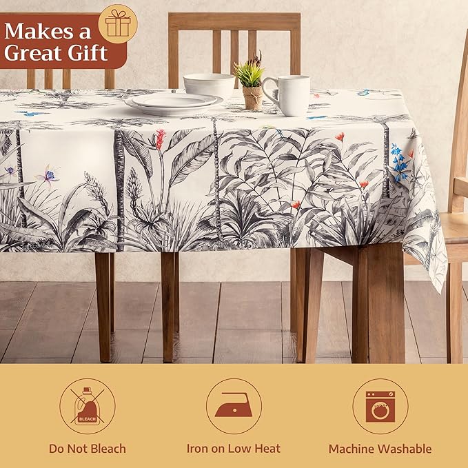 Maison d' Hermine Table Cloth Square Table 100% Cotton 60 x 60 Inches Fall Tablecloth Reusable Everyday Use for Thanksgiving Christmas Decorations Dining Farmhouse Party (Amazonia)