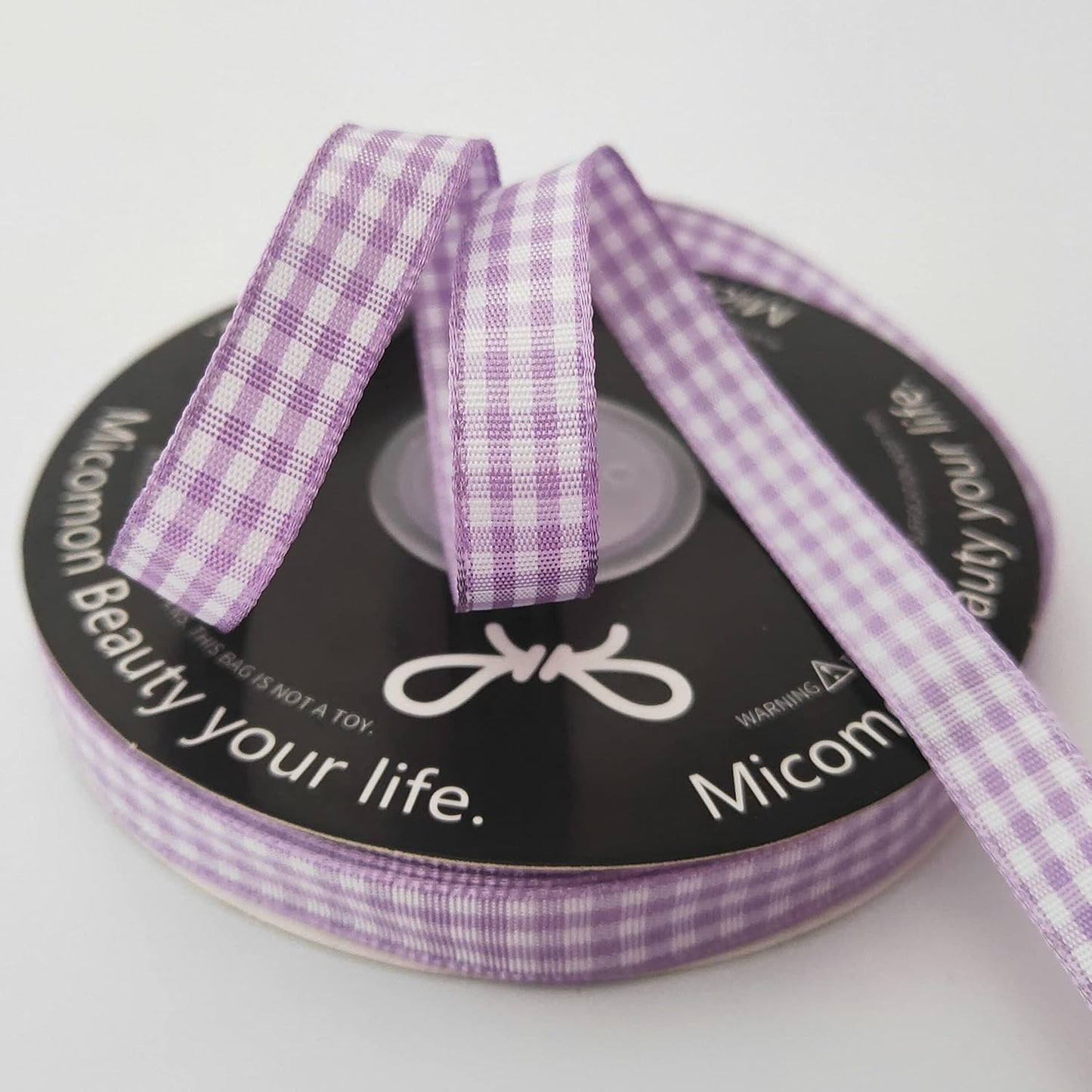 Purple Gingham Plaid Checked Ribbon 25 Yard Each Roll 100% Polyester (3/8", Purple)