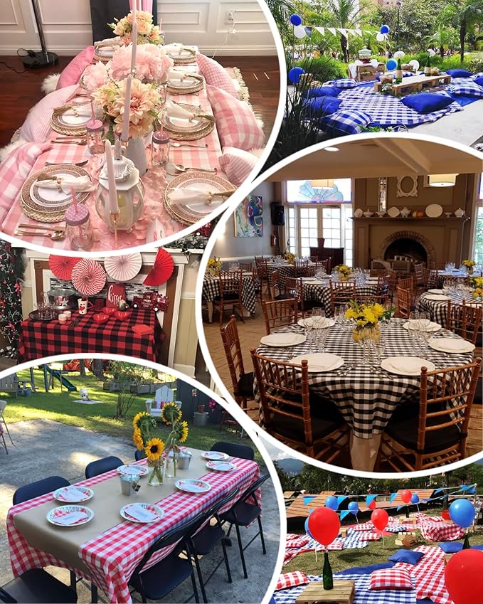 Classic Gingham Buffalo Tablecloth Fabric - Oblong 58x144 Inch Water Proof Checkered Table Cloth for Indoor Outdoor - Table Cover for Birthday, Picnics, BBQs, and Parties