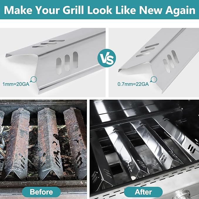 Criditpid Grill Replacement Parts for Dyna Glo DGB610SSP DGF600SSP, Cast Iron Grates 70-01-296 and Heat Shield Tents for Dyna Glo Grill Replacement Parts DGB610SSP 6 Burner.