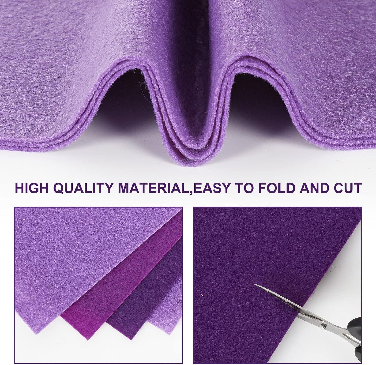 Whaline 18Pcs Felt Fabric Sheets Soft Thick Assorted Purple Craft Felt Pack for DIY Craft Sewing Patchwork Art Projects, 3 Colors, 7.9 x 11.8 Inch