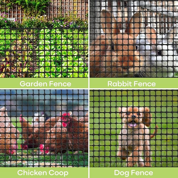 Plastic Fence Animal Barrier,3.3x33ft [Heavy Duty] Outdoor Safety Snow Plastic Fencing Roll Temporary Fence,Reusable Garden Netting for Construction Dog Rabbits Chicken (Black)
