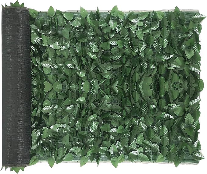 Ogrmar 98x39 inch Artificial Leaves Privacy Fence Screen Artificial Hedges Fence Outdoor Decorative Faux Ivy Fencing Panel Vine Privacy Fence Wall Screen