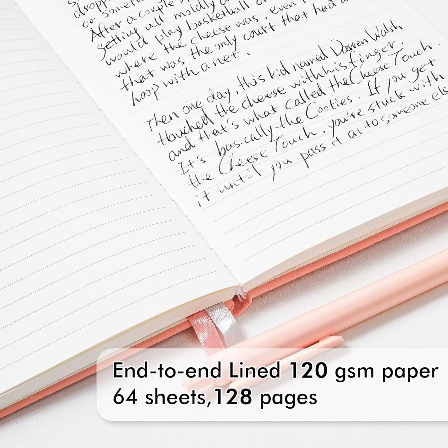 feela 5 Pack Notebooks Journals Bulk, Hardcover Classic Ruled Lined Journals with Pen Holder for Women Girls School Business Supplies, with 5 Black Pens, 120 GSM, 5.1”x8.3”, A5, Light Coral