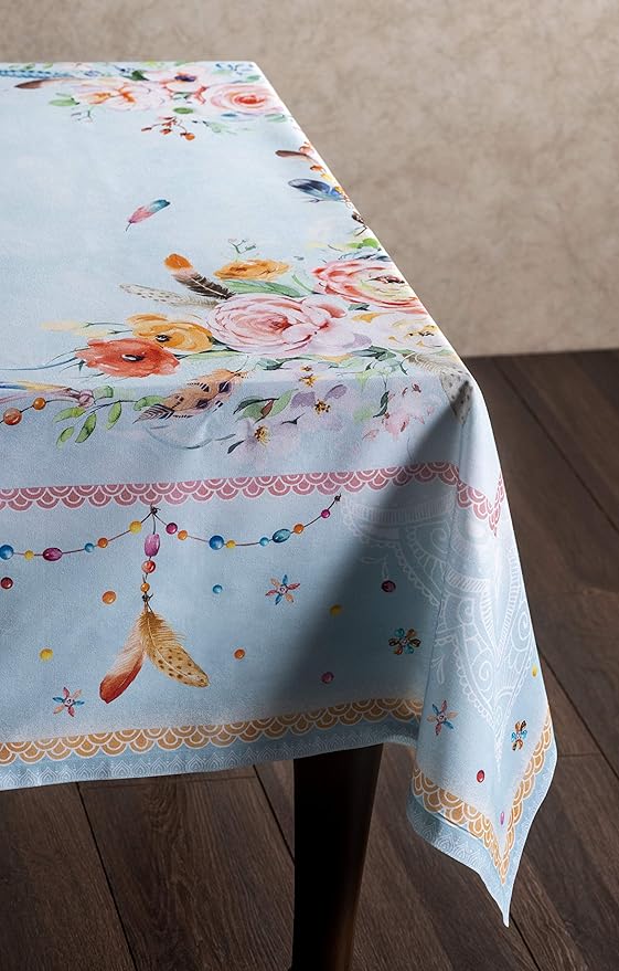 Maison d' Hermine Table Cloth Rectangle Table 100% Cotton 60 x 108 Inches Tablecloth Reusable Decorative Everyday Use for Dining Room, Farmhouse, Home, Party, Festive & Wedding Spring Summer - Ibiza