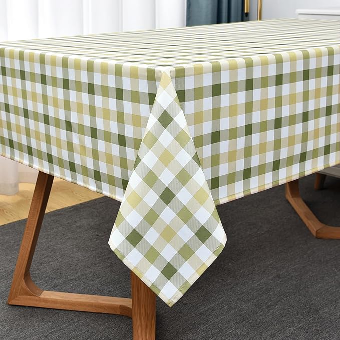 Waterproof Checkered Tablecloth Fabric - Rectangle 58x84 Inch Classic Gingham Buffalo Plaid Table Cloth for Indoor/Outdoor Use - Washable Table Cover for Kitchen, BBQs, and Parties