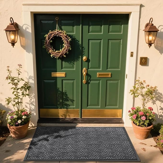 Yimobra Extra Large Door Mat 60x36, All-Weather Waterproof Outdoor Mats for Front Door, Non Slip Rubber Doormat for Patio Proch Outside Entryway Indoor, Mix Grey