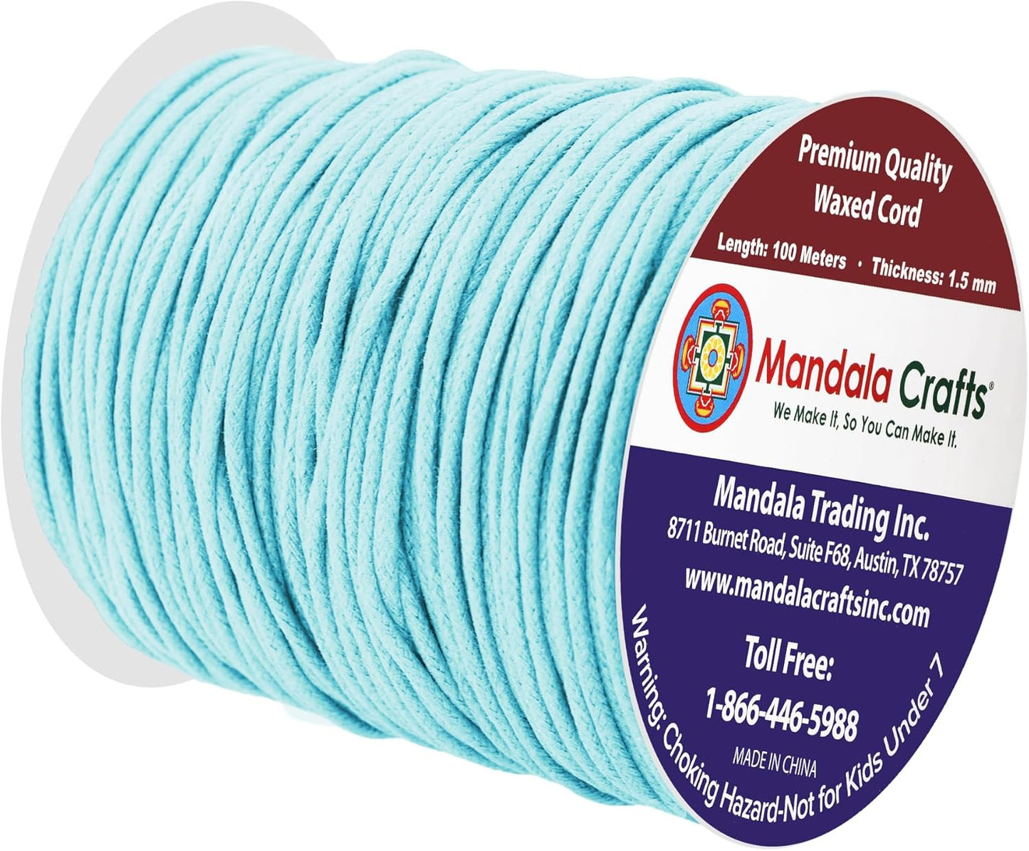 Mandala Crafts 1.5mm 109 Yards Mint Cotton Waxed Cord for Jewelry Making Bracelet Cord Waxed String - Beading String Thread Jewelry Cords for Necklaces String
