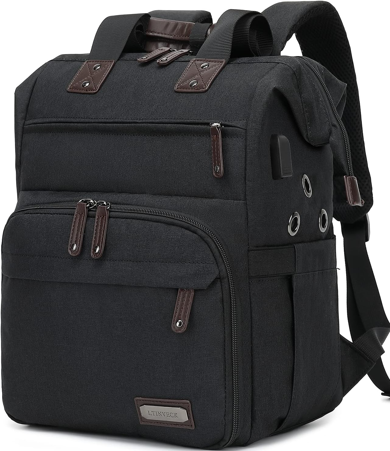 Crochet Backpack,Knitting Bag Backpack Yarn Storage Organizer Travel Crochet Bag with USB Charging Port,Yarn Tote Bag Yarn Holder Case for Knitting Needles, Crochet Hooks,Crochet Accessories,Black