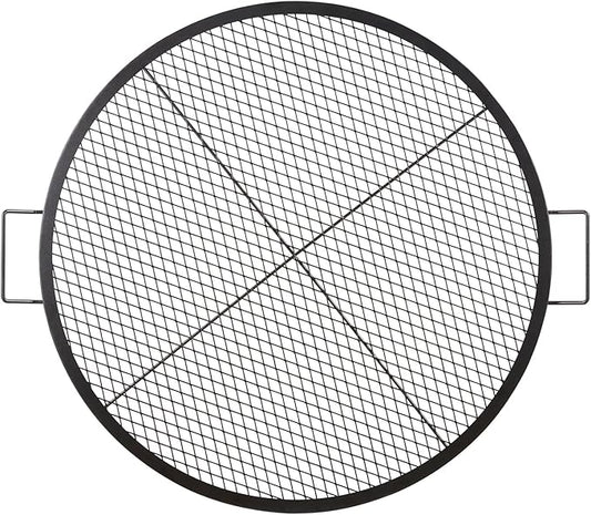 VEVOR X-Marks Fire Pit Grill Grate, Round Cooking Grate, Heavy Duty Steel Campfire BBQ Grill Grid with Handle and Support X Wire, Portable Camping Cookware for Outside Party & Gathering, 36 Inch Black