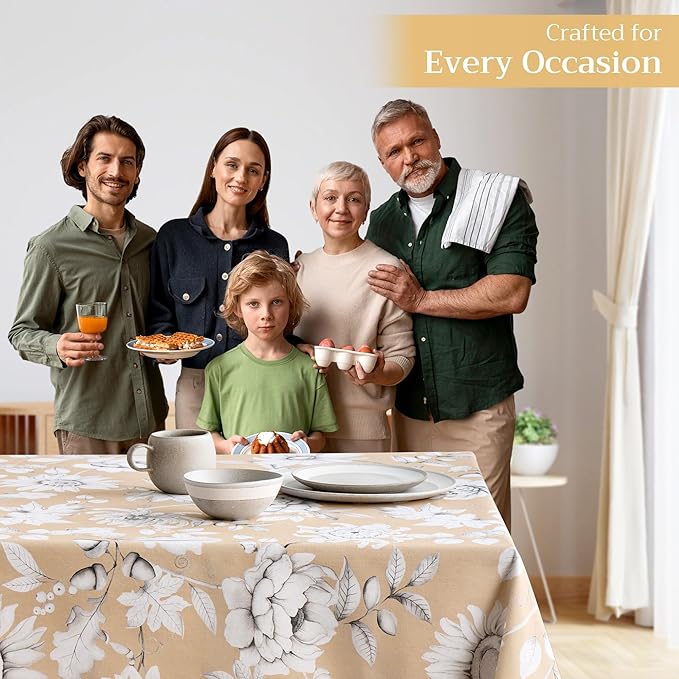 Maison d' Hermine Table Cloth Rectangle Table 100% Cotton 70 x 120 Inches Fall Tablecloth Reusable Everyday Use for Thanksgiving Christmas Decorations Dining Farmhouse Party (Pretty Autumn)