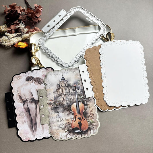 Rectangular Loose-Leaf Lace Die Cuts for Card Making, Background Cutting Dies DIY Album Scrapbooking Decor Paper Craft Metal Die Cuts Party Wedding Decorations
