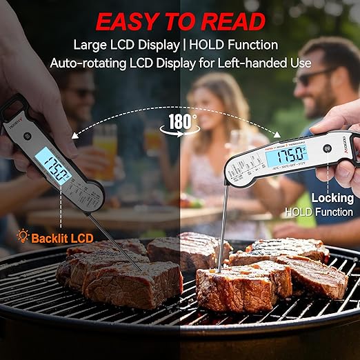 Atogou Professional Food & Meat Thermometer, 1 Sec Instant Read & ±0.5℉ Accuracy, Thermocouple Sensor, IP67 Waterproof Digital Thermometer for Cooking, BBQ, Grill Gifts for Men Him Dad Birthday