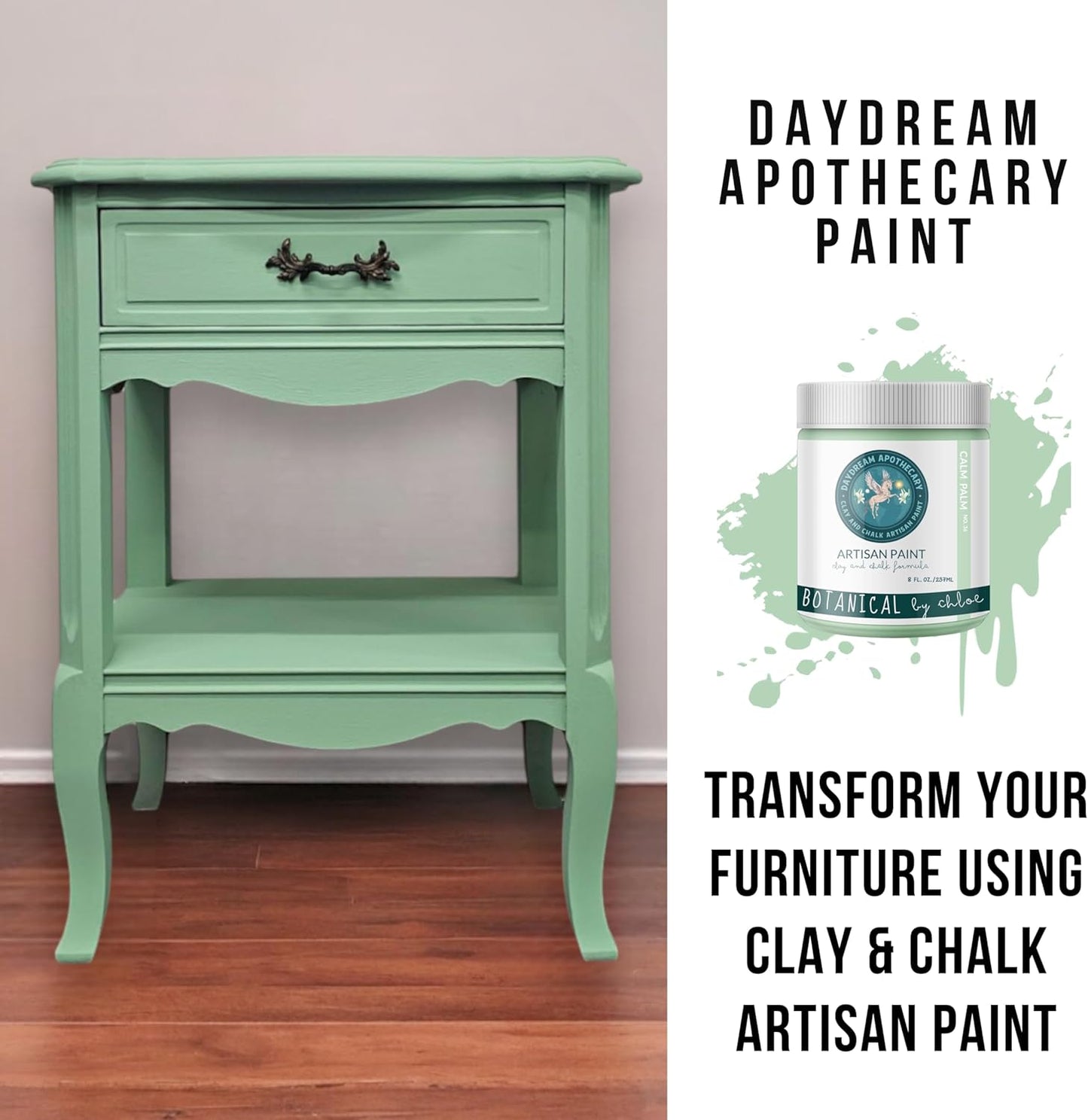 Daydream Apothecary Premium Chalk Style Paint for Furniture, Home Décor, Wood, DIY Interior Projects, Quick Dry, No Prep or Prime Needed, Matte Light Sage Green - 8oz