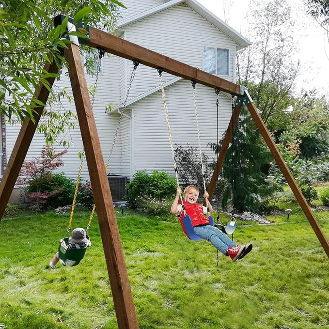 BETOOLL Heavy Duty Swing Hangers Swing Set Hardware Playground Porch Yoga Seat Trapeze Wooden Sets Indoor Outdoor Set Black of 4