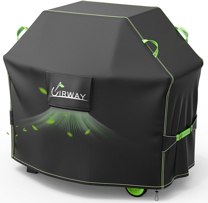 UIRWAY Gas Grill Cover 72 Inch, Waterproof, UV & Fade Resistant BBQ Grill Cover for Outdoor, Barbecue Cover with Reflective Strip and Air Vent for Weber, Dyna-glo, Char-Broil, Nexgrill, etc. Black