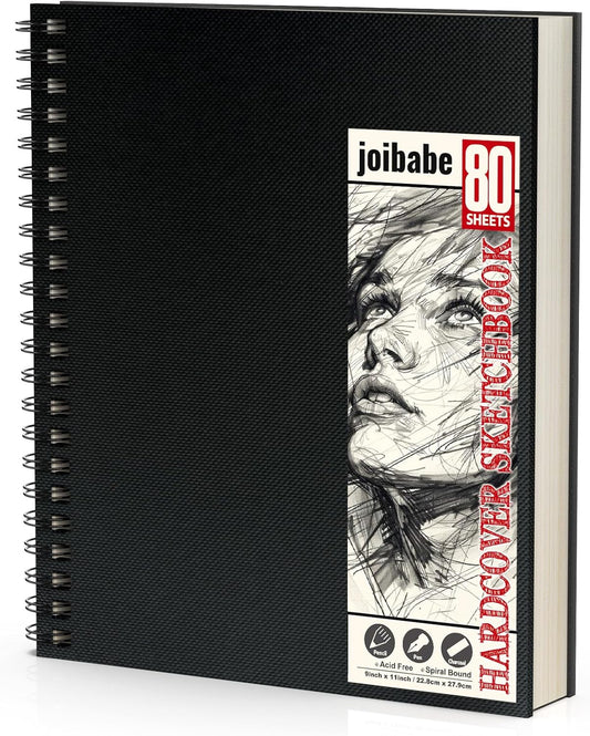 9" x 11" Sketch Book，1 Pack 80-Sheets (68lb/100gsm)，Double-Sided Hardbound Sketchbook, Spiral Bound,Acid Free Paper Painting Drawing Writing Sketching Pad for Kids Adult Teens Girls Boys
