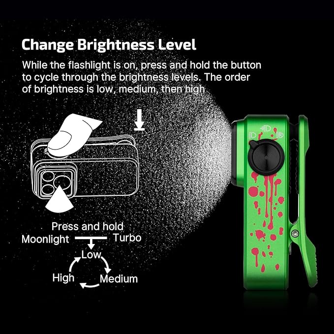 OLIGHT Oclip Pro EDC Flashlight Clip-on Light, Rechargeable 500 Lumens with Three Lighting Solutions Type-C Charging, Magnetic Flash Lights for Signaling, Cycling, Outdoor or Indoor Use(Zombie Green)