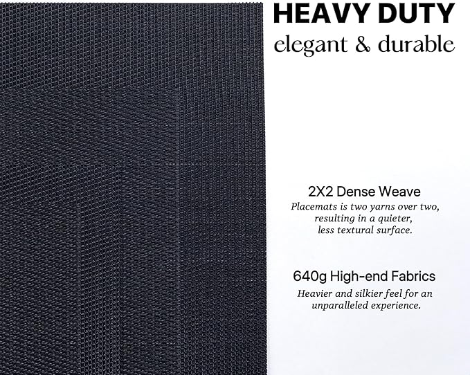 LEXMORE Placemats Set of 8 Vinyl/Plastic Woven Place Mats for Kitchen Table Indoor/Outdoor Washable Placemat Wipeable Dining Table Mats(Black Cube)