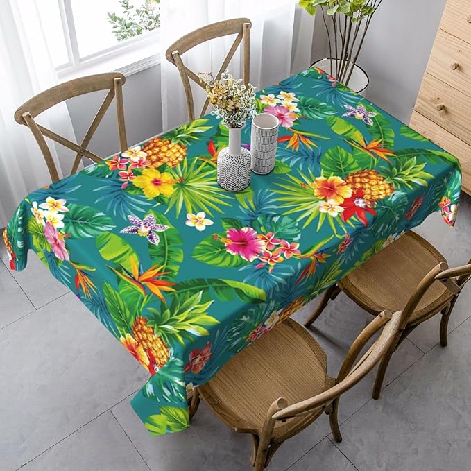 Worltoldb Pineapple Tablecloths Polyester Table Cloth for Kitchen Dinning Table Washable Tropical Table Cover for Parties Wedding Picnic