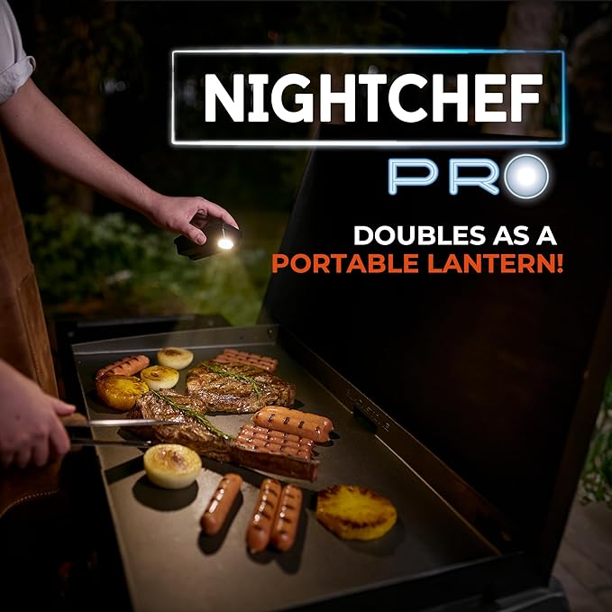 Night Chef Pro Smart Grill Light – Solar & USB Powered, Tilt Sensor, Magnetic Base & Universal Mount – Weatherproof Outdoor BBQ Light