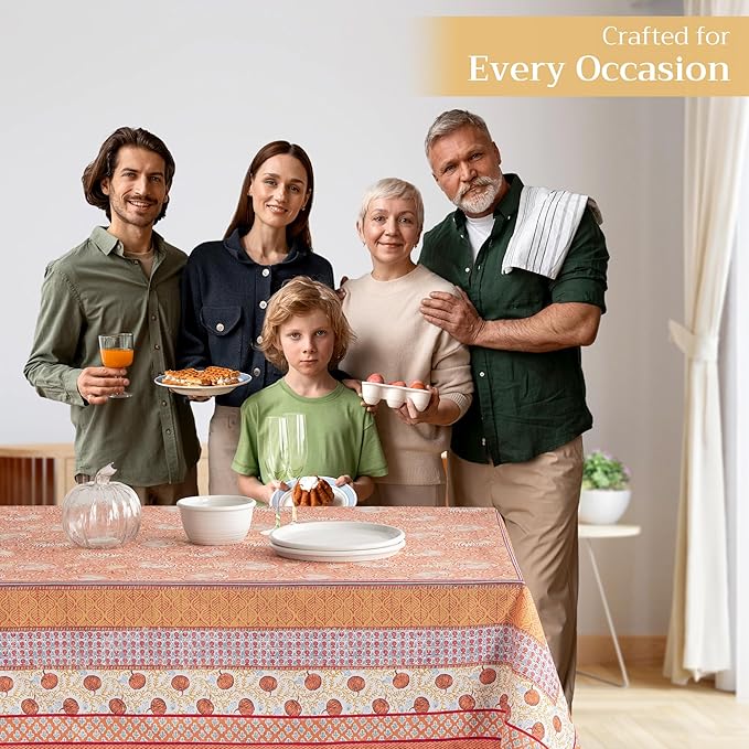 Maison d' Hermine Table Cloth Rectangle Table 100% Cotton 60 x 108 Inches Fall Tablecloth Reusable Everyday Use for Thanksgiving Christmas Decorations Dining Farmhouse Party (Harvest Festival)