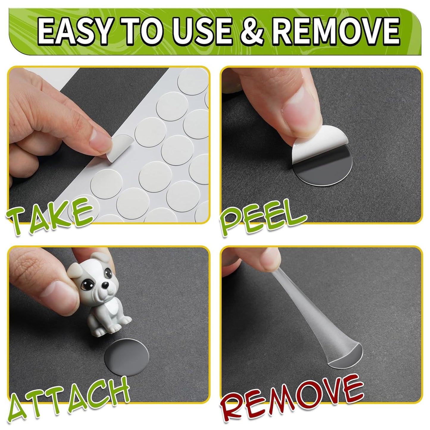 Piteno® 500Pcs Double Sided Adhesive Dots, 0.4" Clear Removable Adhesive Mounting Putty, Waterproof No Trace Dots Adhesive Putty for Poster Picture Festival Decoration Museum (10mm)