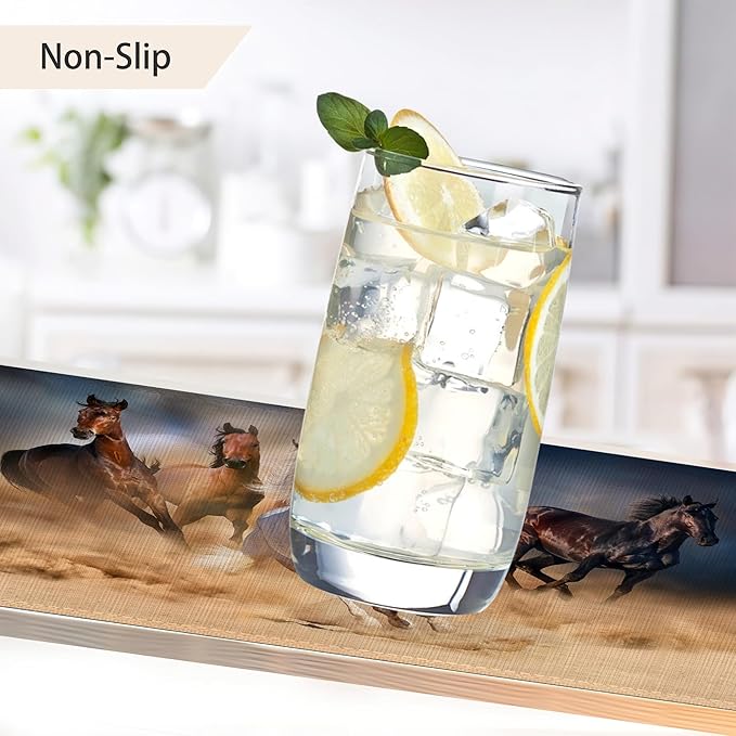 Placemats,Running Herd Horse Placemats 12x18 Inch Waterproof Non-Slip Washable Table Mats for Kitchen Dining Party Table Decor,Set of 6