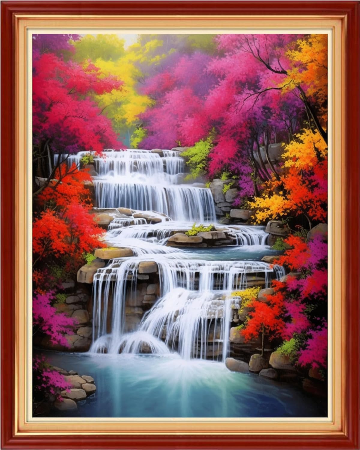 Dooxvey Cross Stitch Kits for Adults Beginners,Full Range of Cross-Stitch Stamped Kits Needlepoint Kits for Beginners Embroidery Kits 11CT Cross Stitch Patterns-Autumn Waterfall 16x20 inch