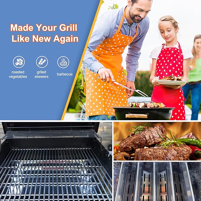 Stainless Steel Grill Replacement Parts for Weber Genesis 300 Series E310 E320 E330 S310 S320 S330, 19 1/2" 7528 7524 Grill Grates, 62752 Burners, 65505 Heat Deflectors and 7620 7621 Flavorizer Bars