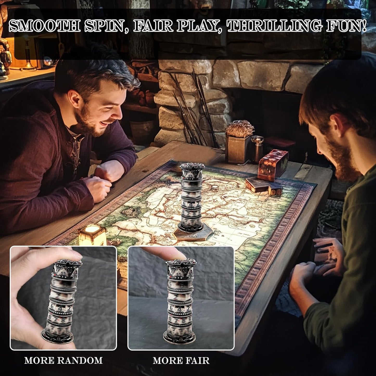 DND Dice Spinner Tower Set - Unique D4 D6 D8 D10 D10% D12 D20 All in One D&D Metal Dice - Cool Role Playing Gifts for Dungeons and Dragons TRPG MTG Games Lover Players (Tower-Bloodstained)