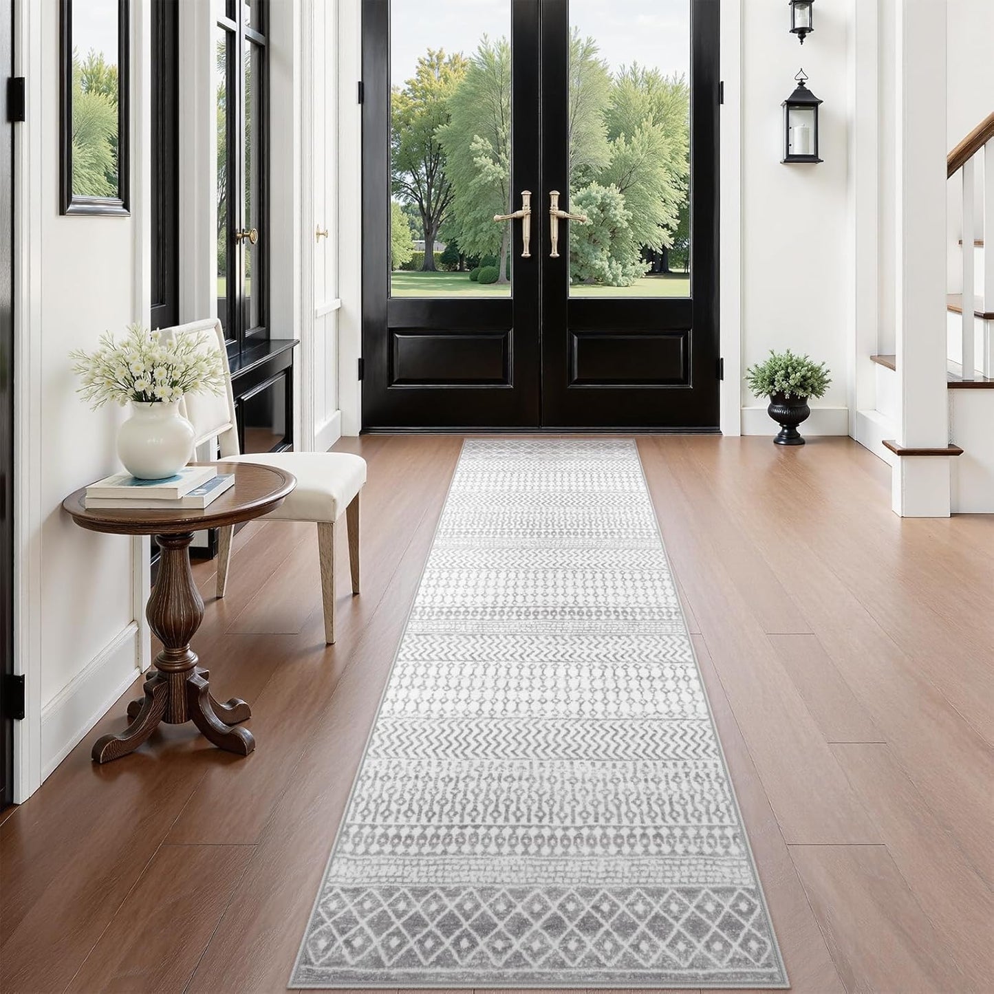 Moroccan Hallway Runner Rug 2'6''x10', Soft Non Slip Long Indoor Mats for Entryway, Machine Washable Kitchen Rugs Carpet Runner for Entrance Bedroom Living Room Corridor