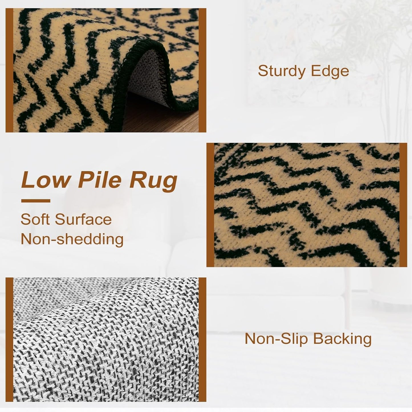 Moroccan Door Mat Indoor Entrance, 2x3 Machine Washable Small Rug for Bedroom, Non-Slip Low Pile Natural Brown Rug Farmhouse Rugs for Entryway Kitchen Bathroom