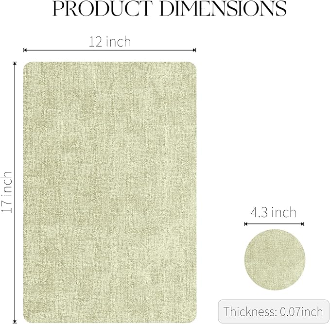 MOSAYT Faux Leather Placemats Set of 4, Heat Resistant Vinyl Place Mats with Coasters, Wipeable Washable Waterproof Oil Proof Table Mats for Kitchen Dining Indoor Outdoor, 12" x 17", Sage Green