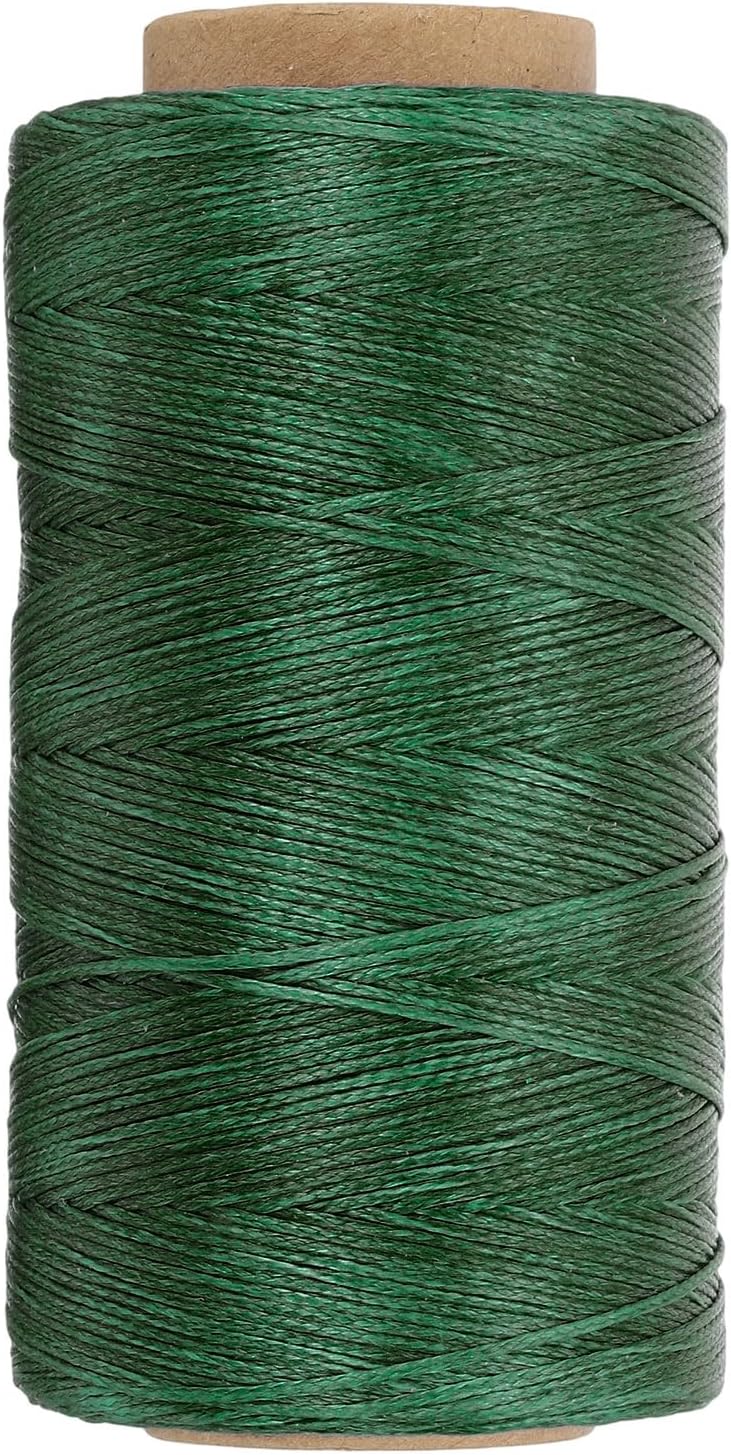 PATIKIL 284 Yard Flat Waxed Thread 150D 1mm Leather Sewing Cord for Repairing Shoes Bags Wallets Jewelry Making DIY Leather Craft, Dark Green