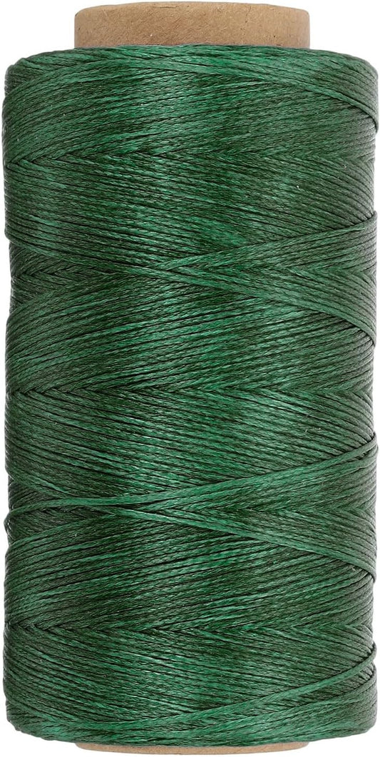 PATIKIL 284 Yard Flat Waxed Thread 150D 1mm Leather Sewing Cord for Repairing Shoes Bags Wallets Jewelry Making DIY Leather Craft, Dark Green