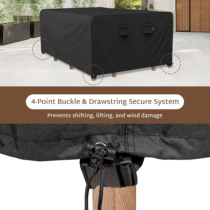 iBirdie Outdoor Patio Furniture Set Covers 90 x 64 inch fit 5 x 7 ft, 64, 63, 62, 60 inch Wide, 90, 89, 88, 87 inch Long, Waterproof Weatherproof Rectangular Cover, 600D for Dining Table and Chairs