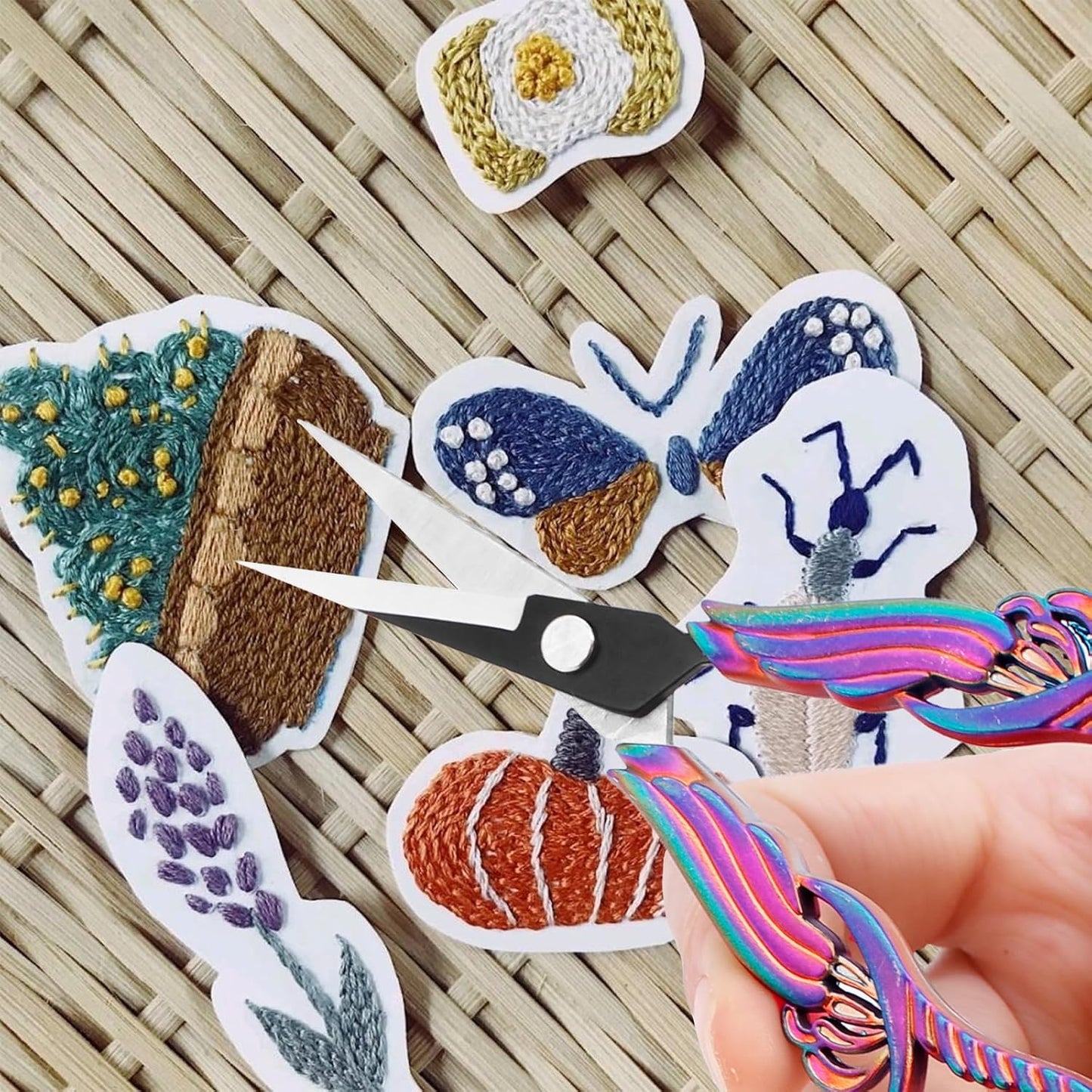 BIHRTC 4.5 Inch Vintage Embroidery Scissors with Artificial Leather Cover Stainless Steel Sharp Pointed Tip Scissors Shears Cross Stitch Sewing Crochet Scissors for Crafting Crochet Sewing