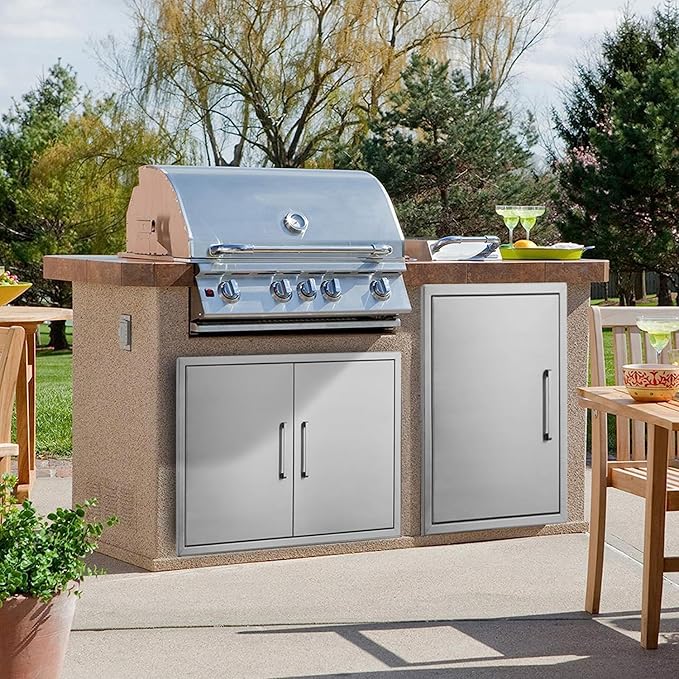 Outdoor Kitchen Door, 36" W23 H Outdoor Kitchen Access Door, Stainless Steel BBQ Double Door, Available for Outdoor Kitchen Island or Outdoor Kitchen.