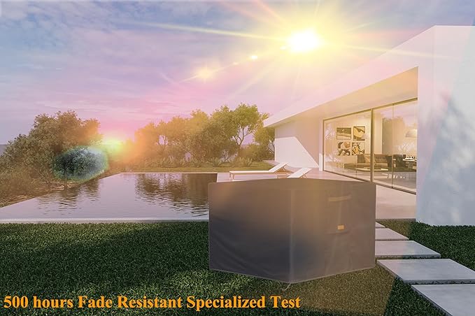 Fire Pit Cover 600D Heavy Duty Waterproof Fabric With PVC Coating Square 44" Wx 44" D x 24" H Dark Grey Fits for 41-44 Inch Fire Pit Table Fade Resistant Outdoor Firepit Cover