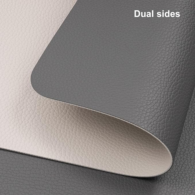 Myir JUN Table Runner Double Sided Vinyl Runner Table 55 Inch Long Runner for Table Washable Waterproof Non-Slip for Home Decorations Gray Beige,12 x 55 inch