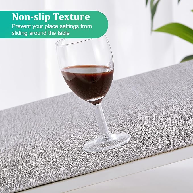FOCUSLINE Faux Leather Placemats Set of 6, Light Grey Table Place Mats, Waterproof and Non-Slip Dining Table Mats for Indoor & Outdoor Use