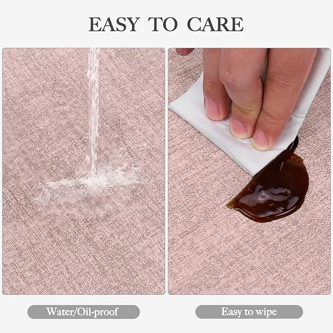 Faux Leather Heat Resistant Placemats Set of 8 – Waterproof Oilproof Wipeable Dining PU Vinyl Place Mat Easy Clean Table Mats for Kitchen/Dining/Party/Holiday, Pink
