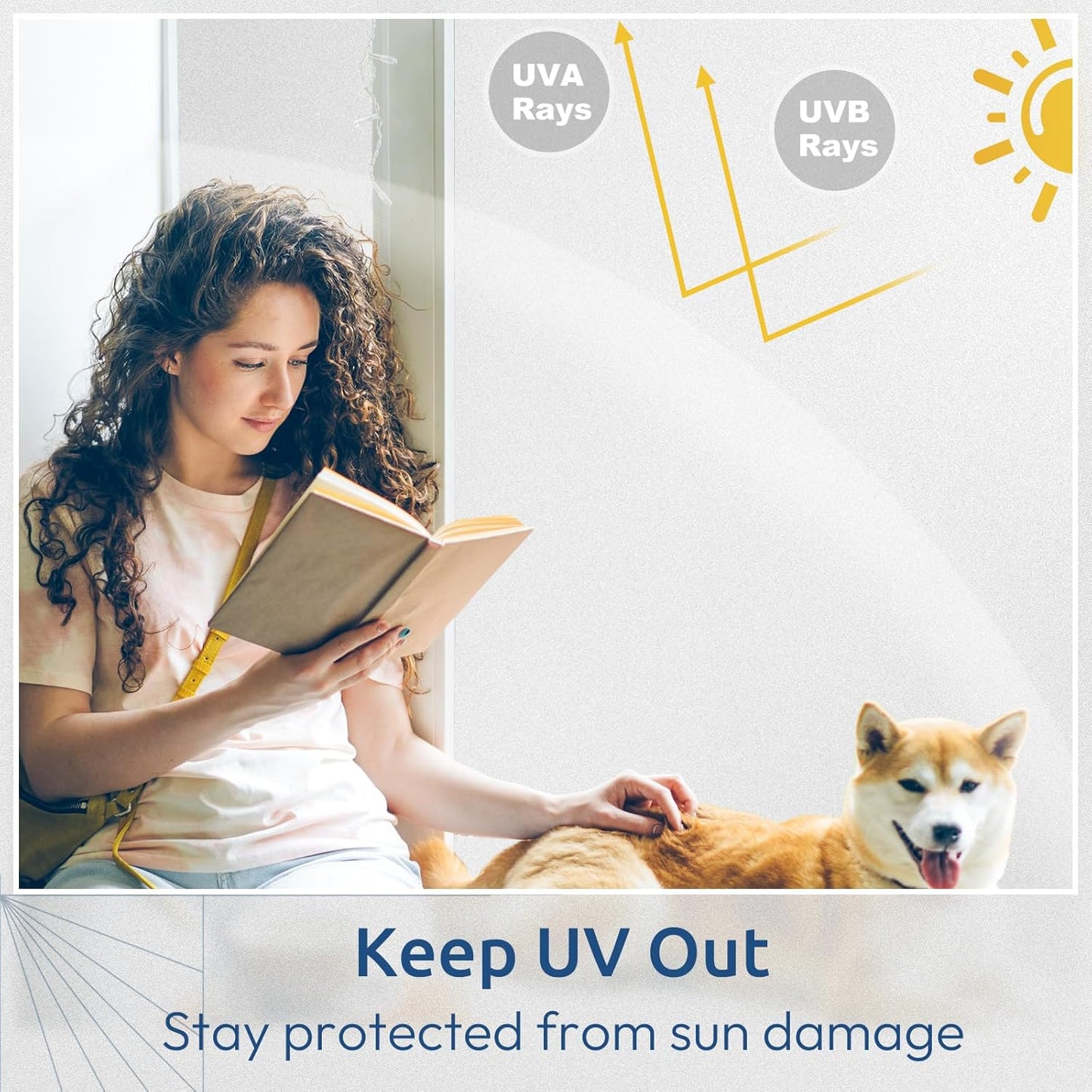 rabbitgoo Window Privacy Film, Non-Adhesive Frosted Glass Window Film for Bathroom, Static Cling Heat Blocking Stickers for Home Indoor Opaque Frosting Coverings House Tint, Matte White 11.8" x 157"