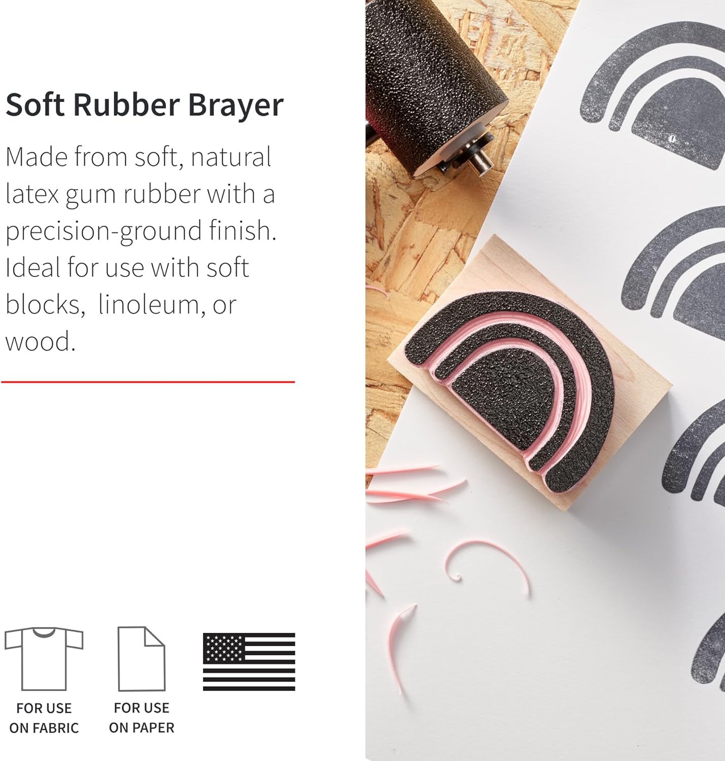 Speedball Soft Rubber Brayer, 3-Inch - Printmaking Roller Tool for Gel & Block Printing and Crafting - Made in USA